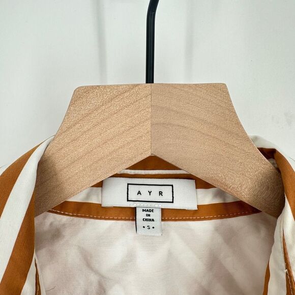 AYR top womens small the deep end button down shirt aperitif stripe oversized - Picture 4 of 10